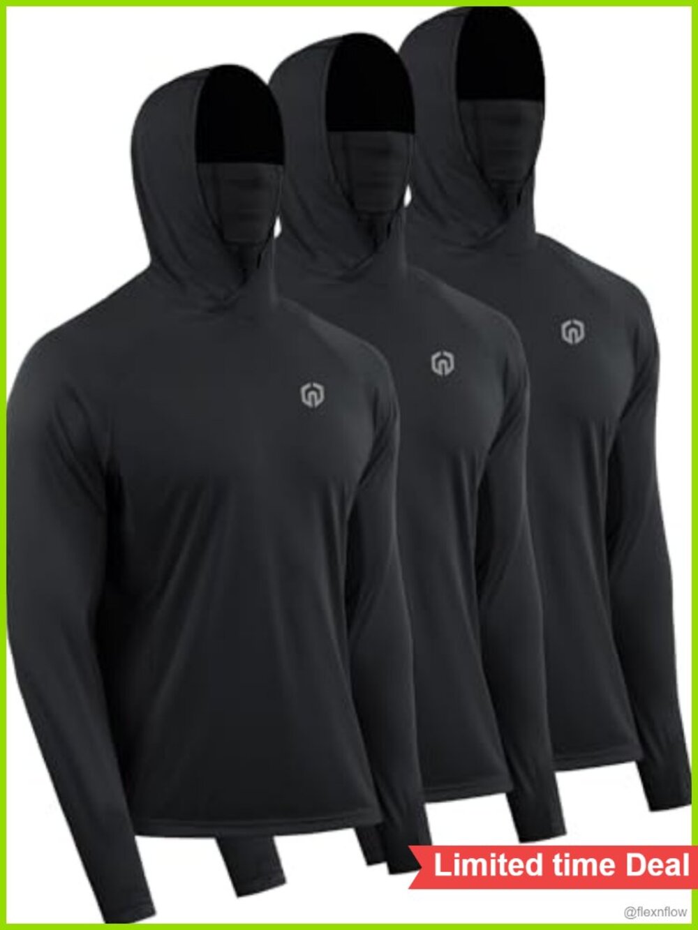 Men's UPF 50+ Long Sleeve Hooded Rash Guard Fishing Hiking Shirt